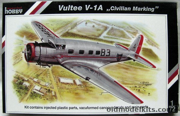 Special Hobby 1/72 Vultee V-1A Civilian Marking - American Airlines NC-13768 / Crusader Oil / American Airlines NC-13770 Flown by Doolittle for a Transcontinental Speed Record Sponsored by Shell Oil, SH 72130 plastic model kit